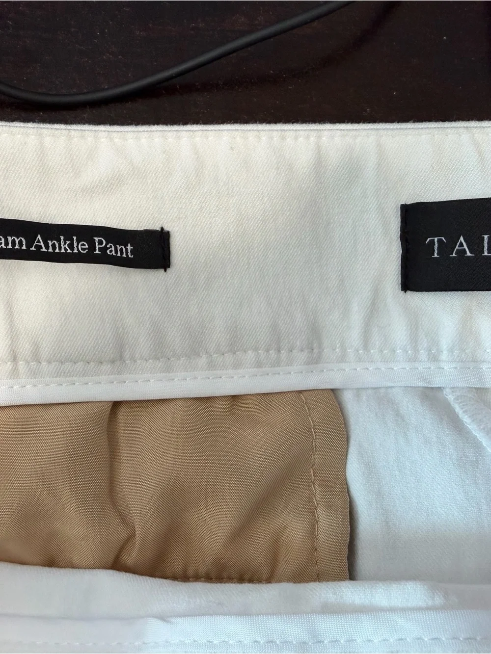 Talbot White Ankle Pant with Tan Lining